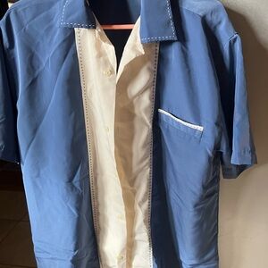 Men's Blue and White Dress Shirt